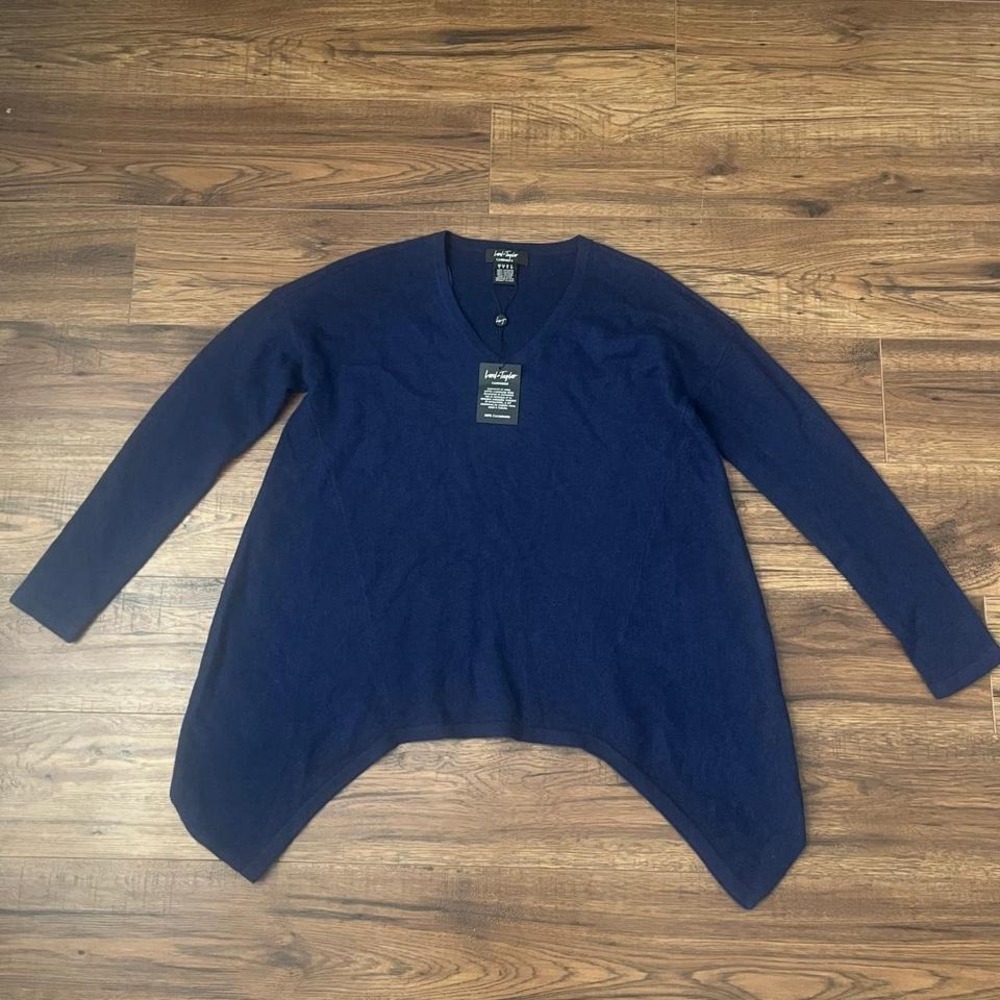 NWT Lord & Taylor 100% Cashmere Blue Sweater Luxury Knit Pullover Women S‎